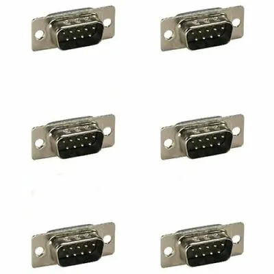 6 X DB9 9-Pin Male Connector RS232 Serial Port Solder Cup Socket Assembly Gold • $9.65