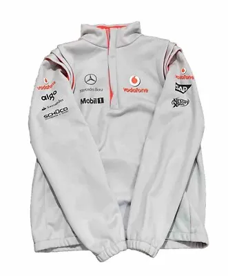 Mens Grey Vodafone Mercedes Benz Mobil1  McLaren  1/4 Zip Soft Shell Fleece L • £75.99