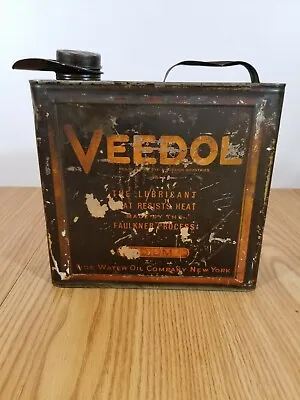 Vintage Veedol Motor Oil Can Gallon Graphic 4 Quart Tidewater Oil Company Gas  • $275