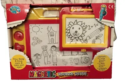2 Set Magnetic Drawing Boards Magic Pen & Stampers Kids Arts Crafts • £12.49