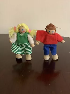 Melissa And Doug Dollhouse Wooden Dolls Lot Of 2 • $5.99