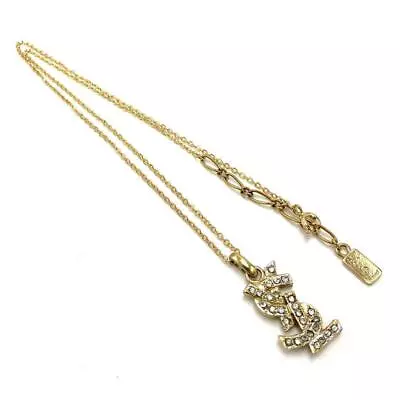 Yves Saint Laurent YSL Cassandra Logo Bejeweled Rhinestones Necklace 50cm Chain • $401.65