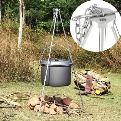 Portable Camping Tripod Vintage Campfire Grill Hanger Cooking Picnic Pot Holder • $31.95