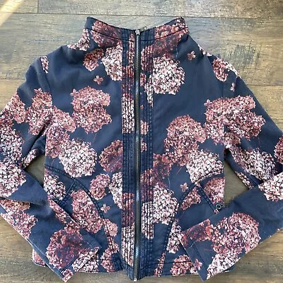 Anthropologie Marrakech Dark Floral Medium Moto Zip Up Jacket Pockets EUC B7 • $34.99