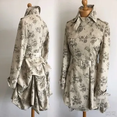 £125 • Buy TOPSHOP Vintage Floral Bustle Riding Victorian 40’s Dress Trench Coat 8 36