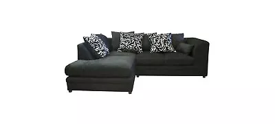 Zina Corner Sofa Suite Set  Black Chenille Fabric • £259