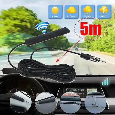 5M Car Radio Antenna Internal Glass Windscreen Mount Amplified Aerial 85-860Mhz • £4.18