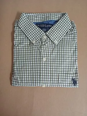 U S. POLO ASSN Men's Woven Shirt Long Sleeve Button Down Size M Winter Tree  • $14.95