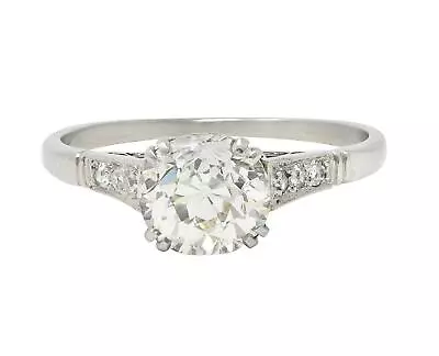 Art Deco Old Mine Cut Diamond Platinum Scrolling Vintage Engagement Ring • $8745