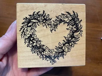 Rubber Stamp PSX K-244 LARGE HEART WREATH ROSES FLOWERS Love Floral Botanical • $4.99