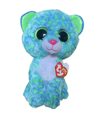 £15.95 • Buy RARE TY Beanie Boo Buddy Leona The Blue Leopard 9” Plush With Tags