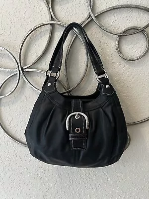 COACH Soho Lynn Black Leather Large Hobo Shoulder Bag Purse F15075 • £80.76