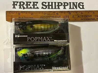 LOT OF 2 Megabass Yuki Ito Popmax Pop Max 3 1/4  1/2oz Bass Popper 2 COLORS L@@K • $50