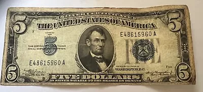 5 Dollar Silver Cetificate Rare 1934 • $2400