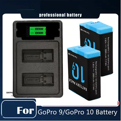 2/4x 2000mAh Battery + LCD USB Charger For GoPro Hero 9 10 Go Pro Camera-Kit NEW • $33.99