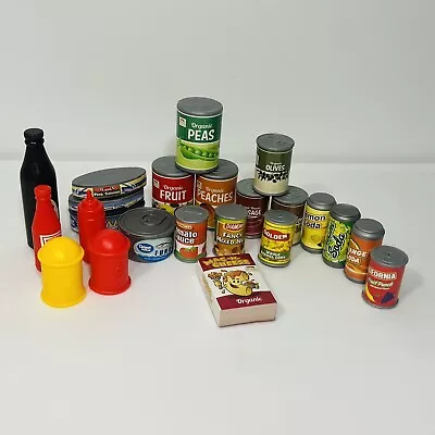 Pretend Play Food Canned Grocery Store Lot Of 22 Canned Goods Pop Ketchup Salt • $13.90