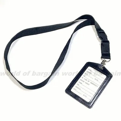 Lanyard ID Card Holder Vertical Badge Neck Strap Faux Leather Sleeve Case Wallet • $7.95