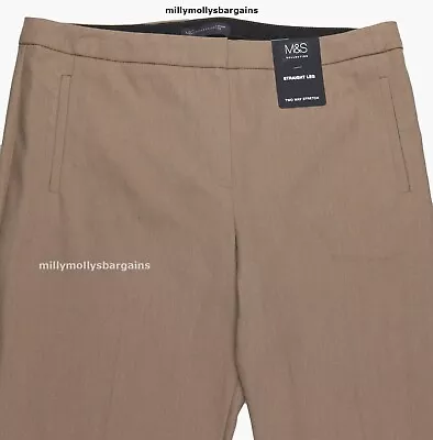 £13.99 • Buy M&S Womens Marks And Spencer Brown Straight Leg Trousers Size 14 Medium