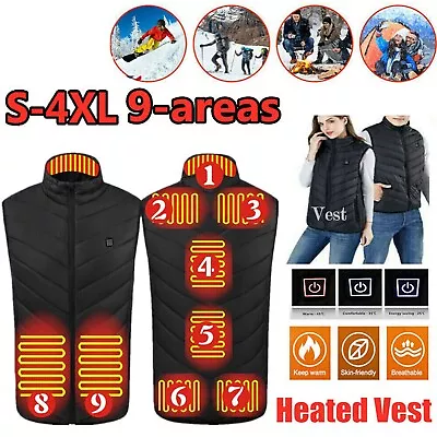 Heated Vest Electric Jacket USB Thermal Warm Heat Pad Winter Body Warmer Unisex • $40.99