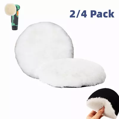 2/4 Pack Polishing Pads 7 Inch Soft Wool Buffing Pads Wool Hook Loop Back Wheels • $12.49