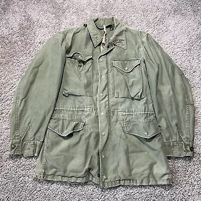 Vintage 60s M65 Field Jacket Green Og107 Military Small Distressed • $39.95