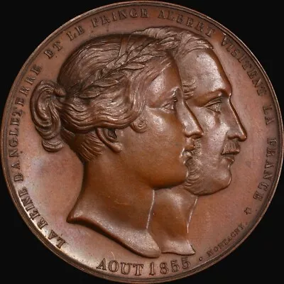 PCGS SP64 1855 France Queen Victoria & Prince Albert In Paris Bronze Medal • $395