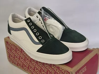 Vans Trainers Men’s 11 UK Old Skool Lace Up Casual Green Blue White Varsity Low • £38