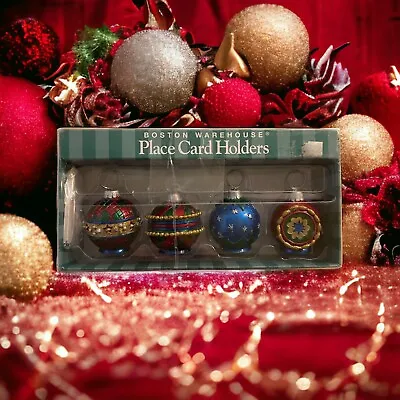 Vintage Boston Warehouse Christmas Luster Ornaments Place Card Holders 4 Pack • $9.75