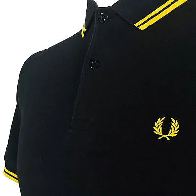 £18 • Buy Fred Perry M3600 Polo - Black/ New Yellow - Size M - Mod 60s Casuals Scooter