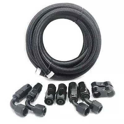 6AN 3M Oil Fuel Line Hose Stainless Steel Nylon For 3/8  Tube 8Pcs Fitting Adapt • $45.99