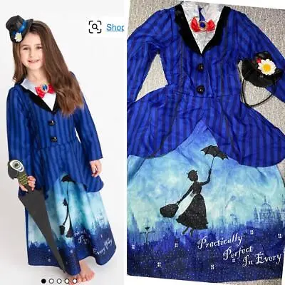 Disney Mary Poppins Costume Dress Fancy Dress With Head Accessory • $16.99