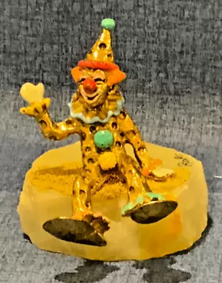 Ron Lee Gold Plated Clown Sculpture Sitting On A Marble Base (DD) • $34.50