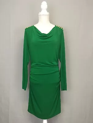 MICHAEL KORS $140 Women's Green Long Sleeve Studded Fit Dress Size.Medium-Nice! • $29.99