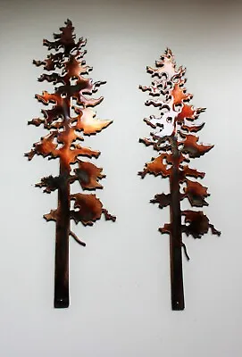 Two Pine Trees Metal Wall Art Decor 10  & 12  • $22.98