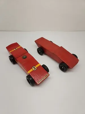 Vintage Lot 2 Pine Wood Soap Box Derby Race Cars Handmade  • $10.96