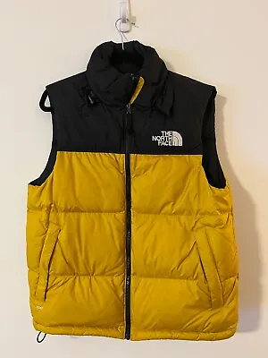 The North Face 1996 Retro Nuptse 700 Puffer Down Vest Yellow Black M • $59