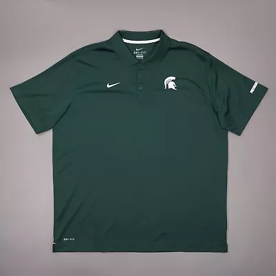 Nike Dri Fit Michigan State Spartans Polo Shirt Mens 2XL Green Short Sleeve EUC • $18.88