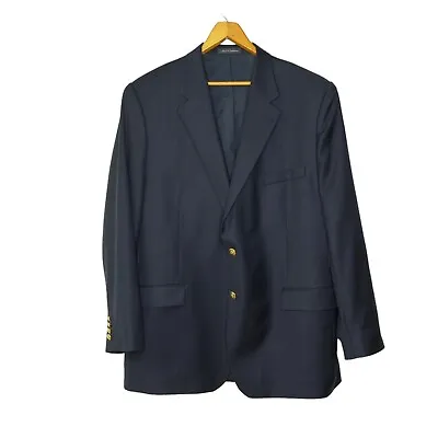 Lauren Ralph Lauren Blazer Mens 48L Wool Navy Blue Jacket Gold Crest Buttons EUC • $40.04