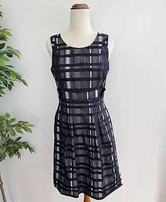 Basque Petite Women's Size 8 Sheath Dress Black Check Pattern Sleeveless • $25