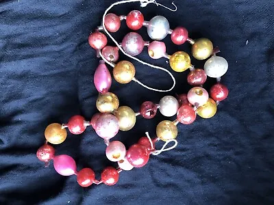 Large Antique Vintage Christmas Triple Indent Multicolored Mercury Glass Garland • $100