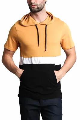 Men's Short Sleeve Cotton Anorak Kangaroo Pocket Hoodie T-Shirt  17391-1084-II9G • $19.95