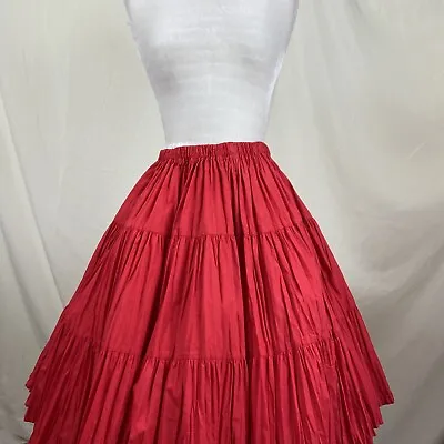 Square Dance SKIRT Broomstick Western Crinkle RED Tiered • $36