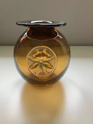 Dartington Clematis Flower Globe Vase Amber H17cm • £21.99