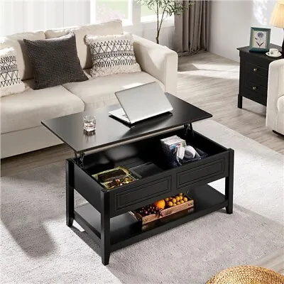 Lift Top Coffee Table W/ Hidden Compartment And Open Storage Shelf Living Room • $89.99