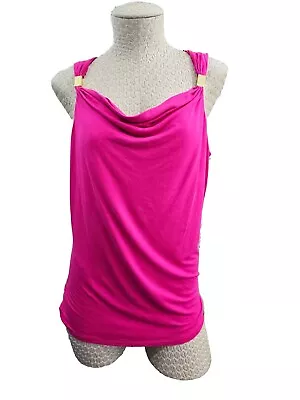 ALK Women's M Michael Kors Pink Drape Neck Sleeveless Blouse Shirt Tank Top EUC • $20