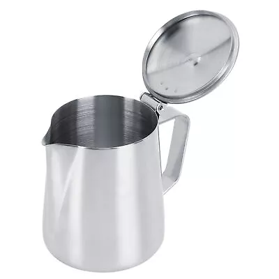 Stainless Steel Milk Frothing Jug With Lid Coffee Frothing Cup For Home • £14.81
