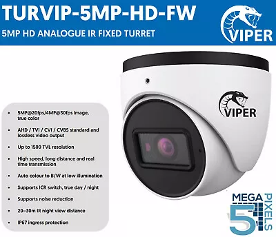 QVIS Vipe Or ONY-X 5MP TURRET Dome CCTV Camera 36pcs IR - Gray 3 Years Warranty • £99