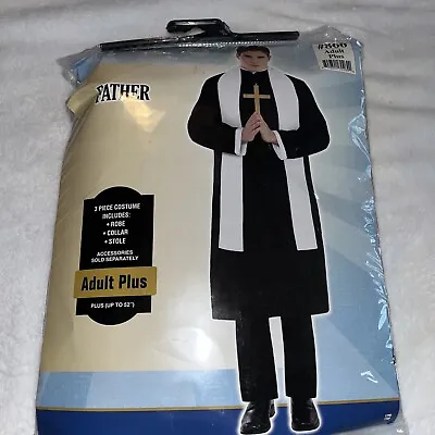 Adult HOLY FATHER PRIEST COSTUME 3pc ROBE COLLAR STOLE Catholic Minister Plus Sz • $19.99