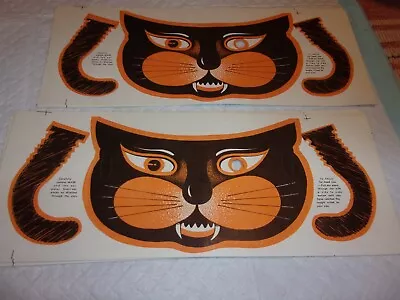 7 Vintage Black & Orange Cat Halloween Masks • $15