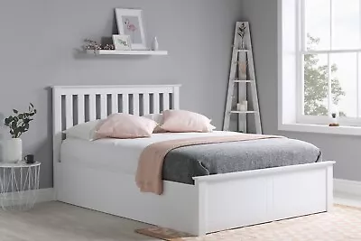 Phoenix Wooden Ottoman Storage Bed White Or Oak Colour 4ft 4ft6 Or 5ft Birlea • £557.99